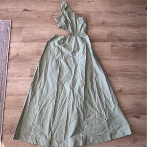 Vrg Girl Daisy Maxi Sage One Shoulder Cutout Maxi Sz 10 (M)
